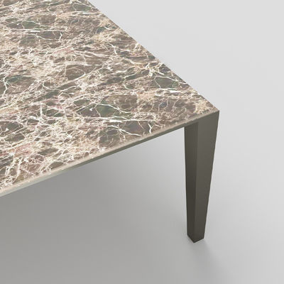 Persoonlijke Aluminium Huishoudelijke meubels 6mm Marmeren Eettafel 4 zitplaatsen Vierkantig