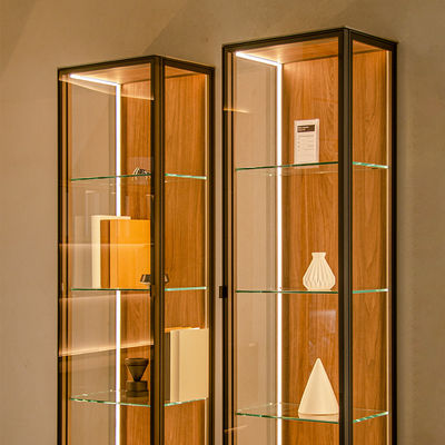 Ruimtebesparing Curio Wandmontage Glas Display Cabinet Vitrine Met Led Light