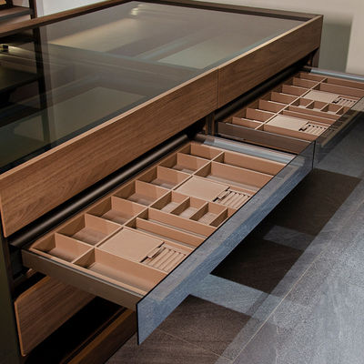 Aluminium glas Walk In Robe Kasten Op maat gemaakt Walk In Closet Schappen Display