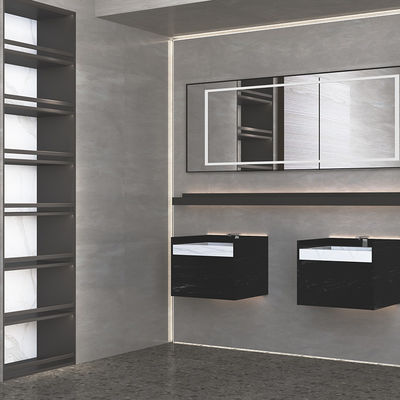 Rock slab Countertop Mirrored Badkamer Vanity Cabinet Met Lights OEM